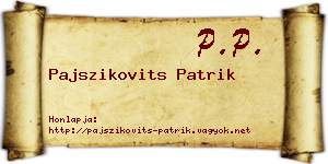 Pajszikovits Patrik névjegykártya